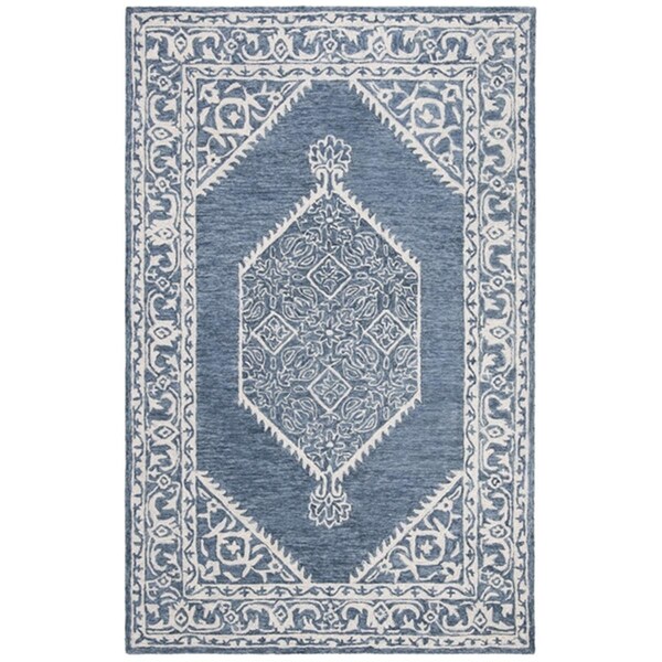 Safavieh 4 x 6 ft. Micro-loop 600 Hand Tufted Area RugBlue & Ivory MLP605M-4 - main